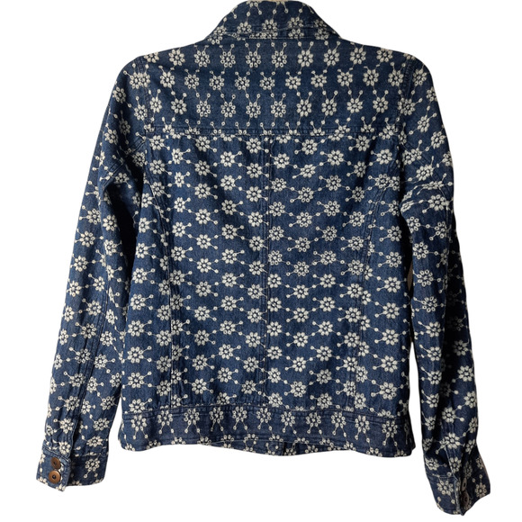 Bamboo Traders Embroidered white flowers on a denim jacket - Picture 2 of 12